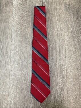 Vintage American Edition Men’s Tie Red Striped Silk Blend Made USA 56”